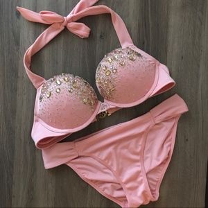 VS Bombshell Embellished Pink Push-up Bikini 34A
